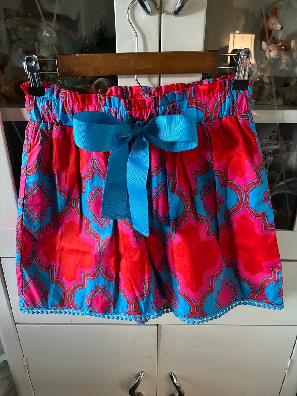 Sugarlips sz S Bright Pink & Turquoise Patterned Shorts with Bow nwt